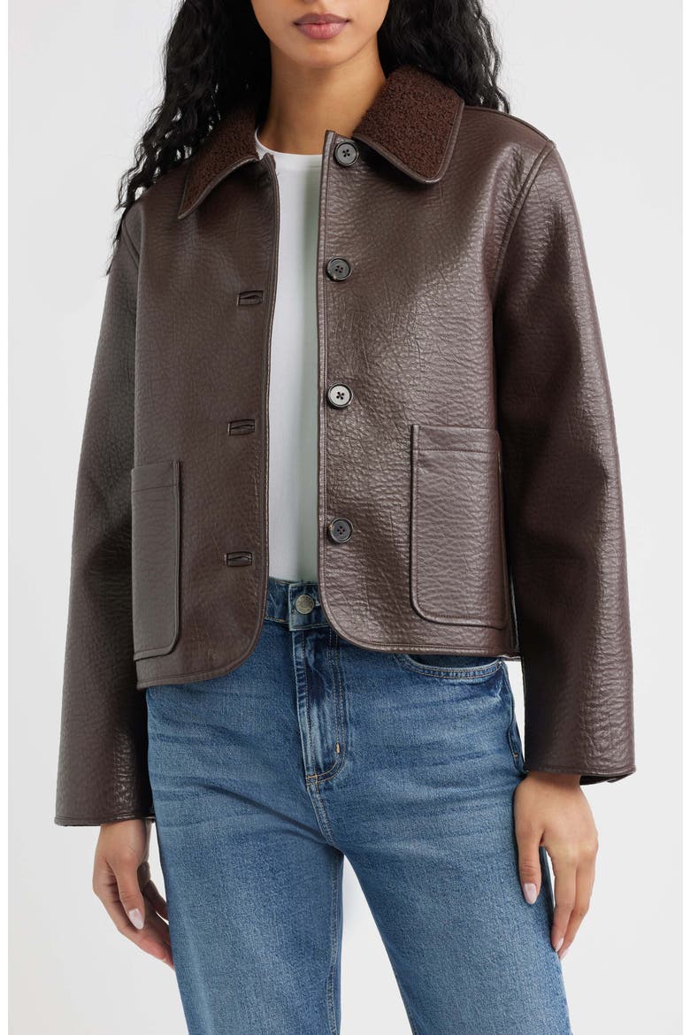 Terra Faux Shearling Jacket, Main, color, WALNUT