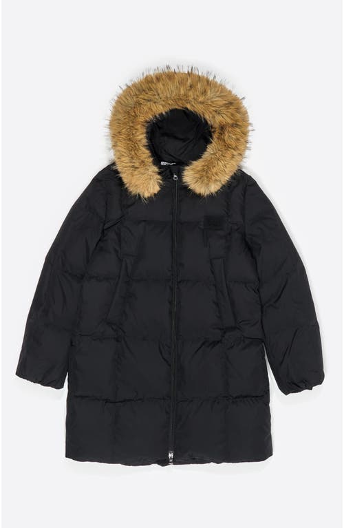Bimba Y Lola Tailored Down Coat With Fur Hood In Multi