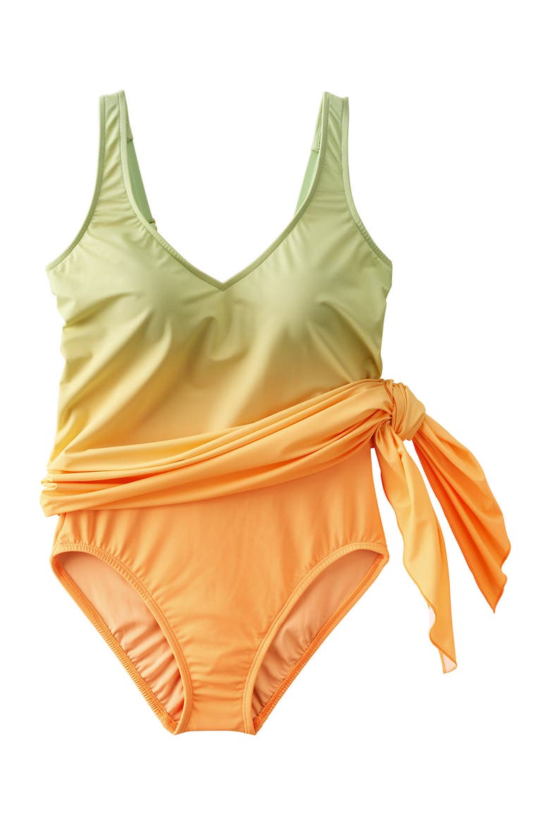 Slender Suit Fauxkini One Piece Swimsuit, Alternate, color, Icy Mint/Orange Ombre