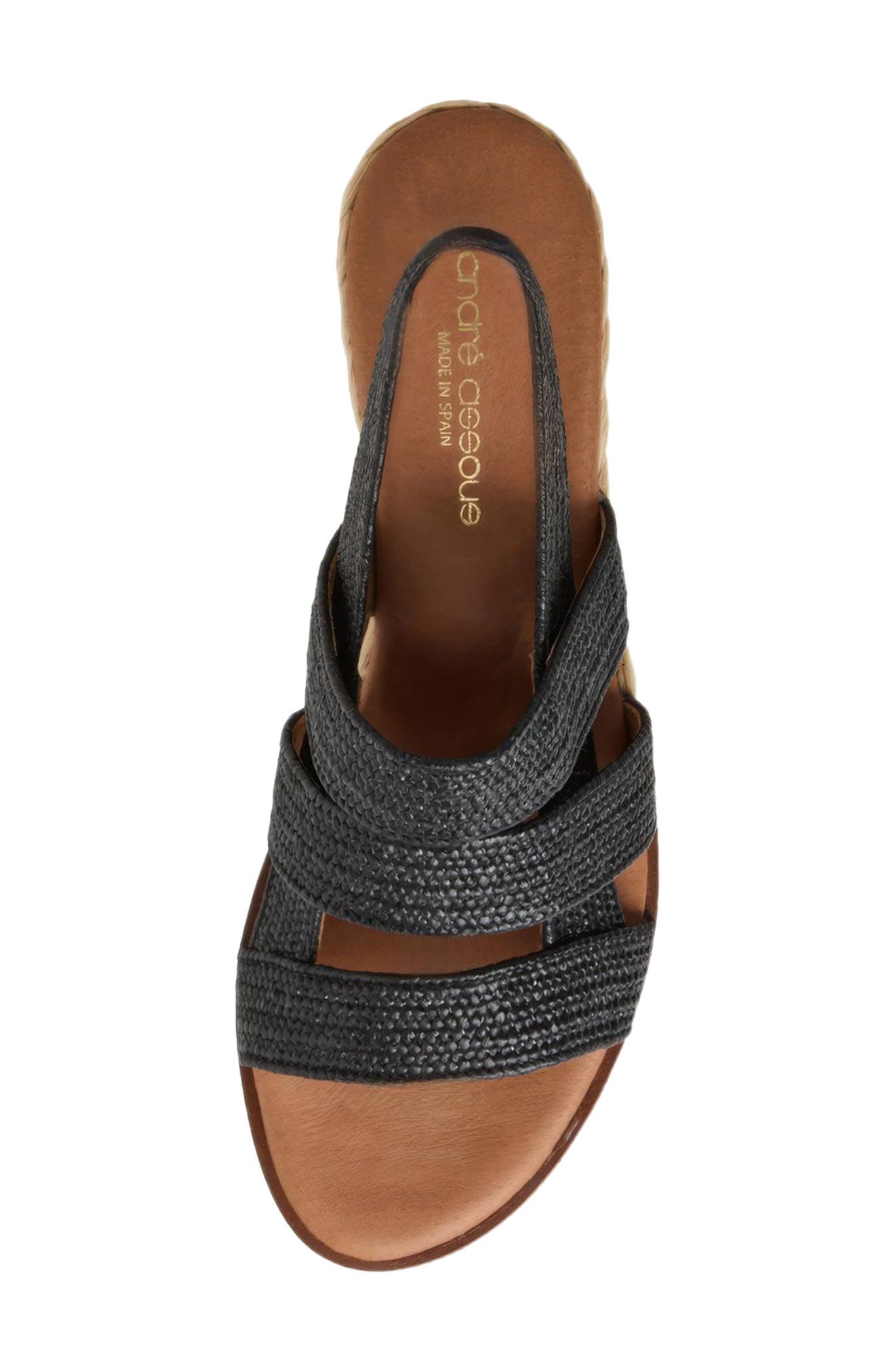 André Assous Noma Woven Wedge Sandal, Alternate, color, Black Raffia