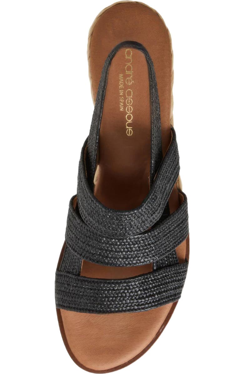 André Assous Noma Woven Wedge Sandal, Alternate, color, Black Raffia