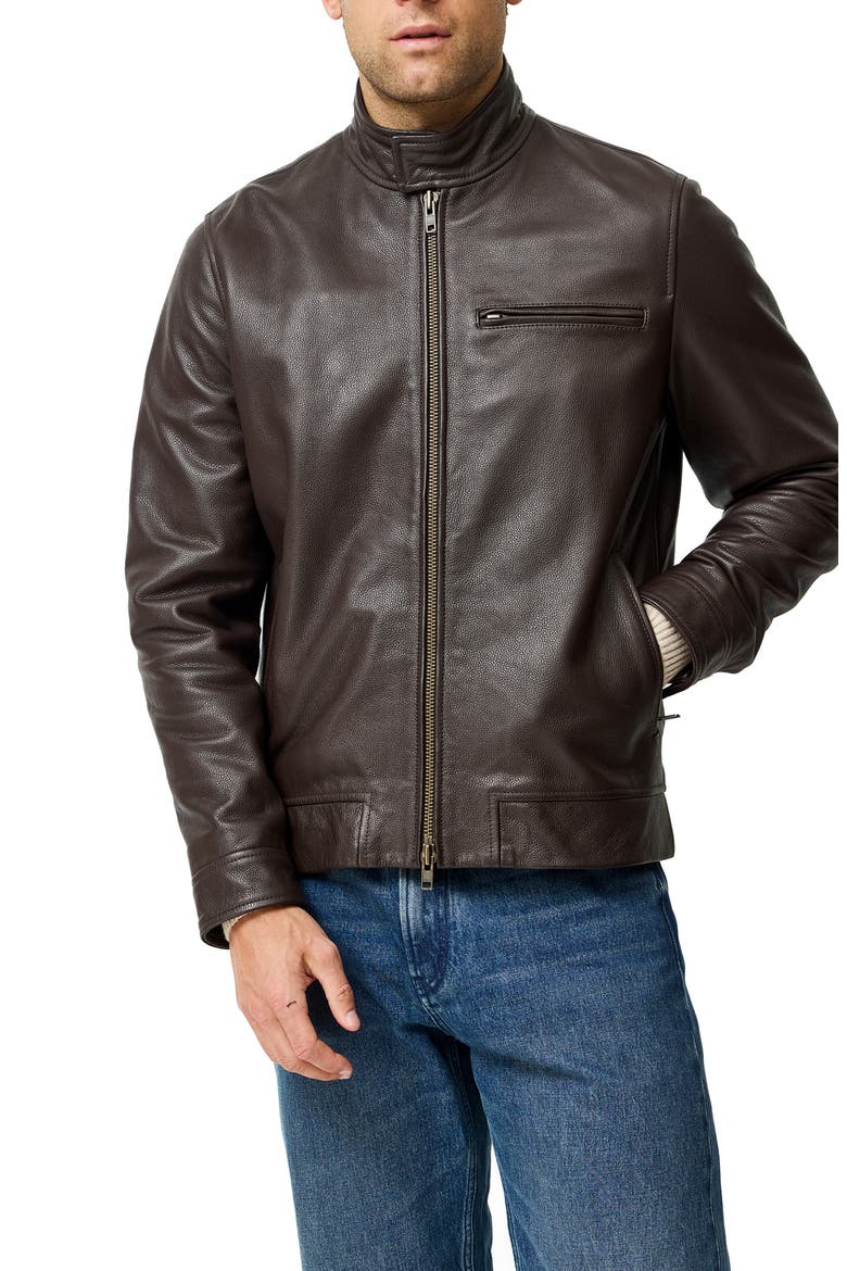 Canvastown Leather Jacket, Main, color, ESPRESSO