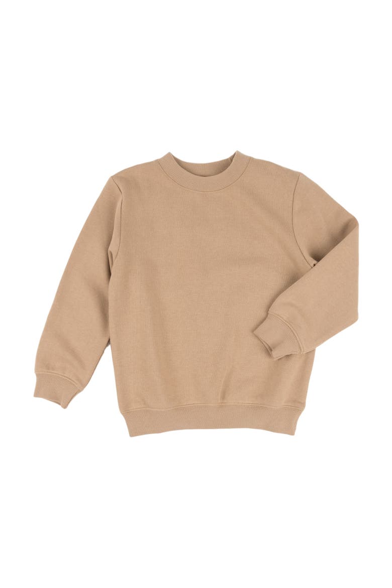 Kids Pullover Sweatshirt, Long Sleeve, Solid Colors, Alternate, color, BEIGE
