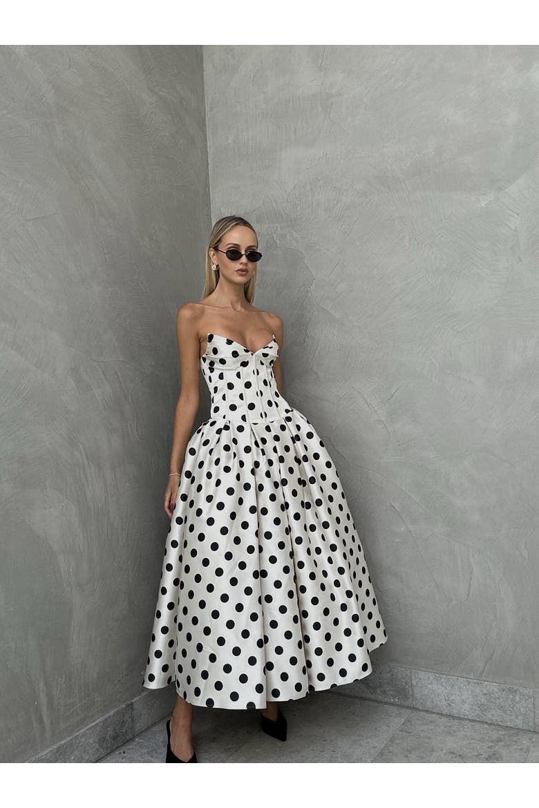 Pepper Midi Dress, Alternate, color, IvoryBlack