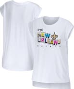 WEAR by Erin Andrews Women's WEAR by Erin Andrews White New Orleans Saints Greetings From Muscle T-Shirt