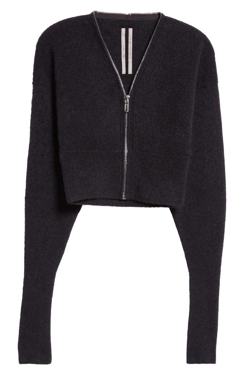 Rick Owens Zip Detail Crop Alpaca Blend Cardigan, Alternate, color,