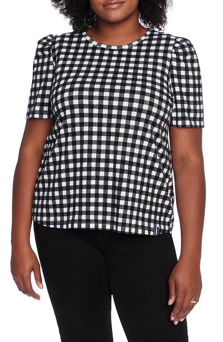 Court & Rowe Gingham Short Sleeve Cotton Knit Top, Main, color,