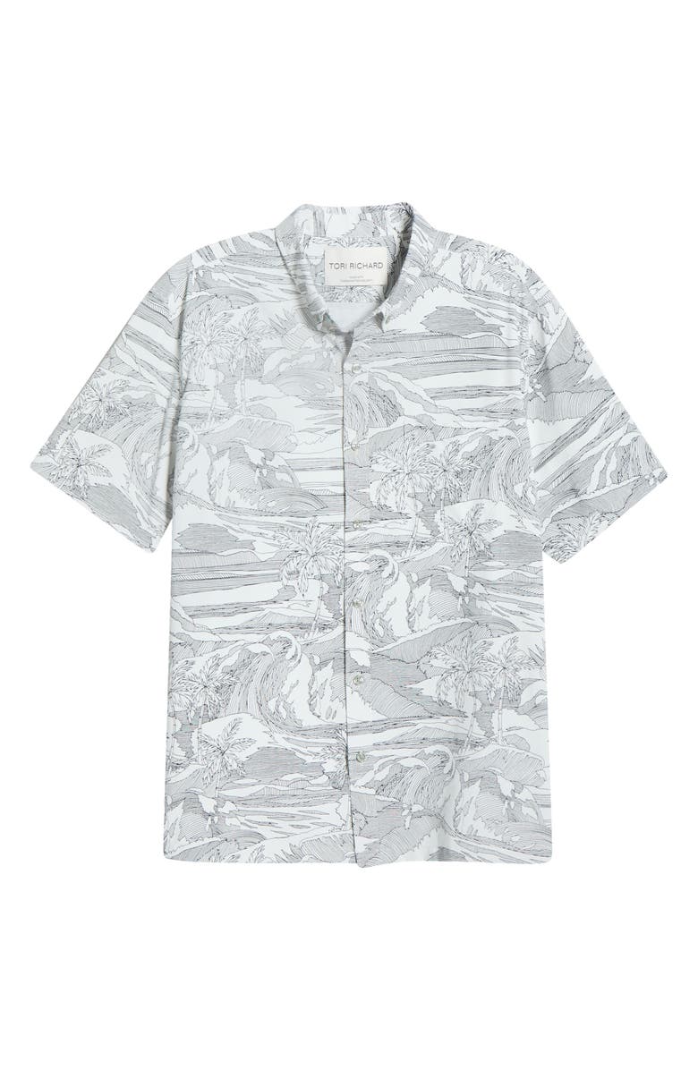 Tori Richard Sea Sketch Button-Down Shirt, Main, color, Light Grey