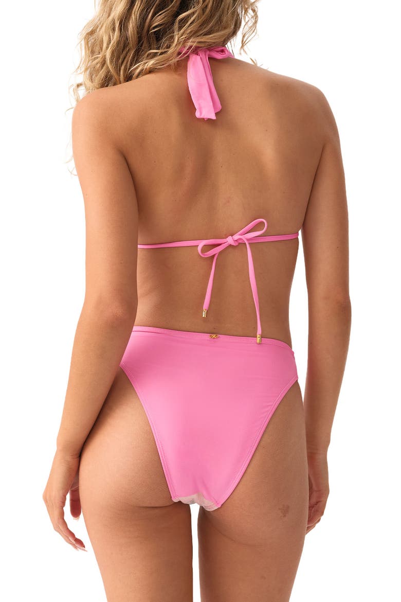Eleanor Metallic Halter Bikini Top, Alternate, color, SCARLET