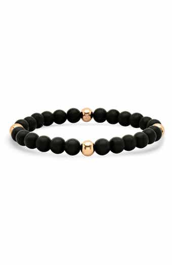 Men's 18K Rose Gold Plated Lava Stone Beaded Stretch Bracelet