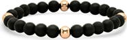 STEELTIME Men's 18K Rose Gold Plated Lava Stone Beaded Stretch Bracelet