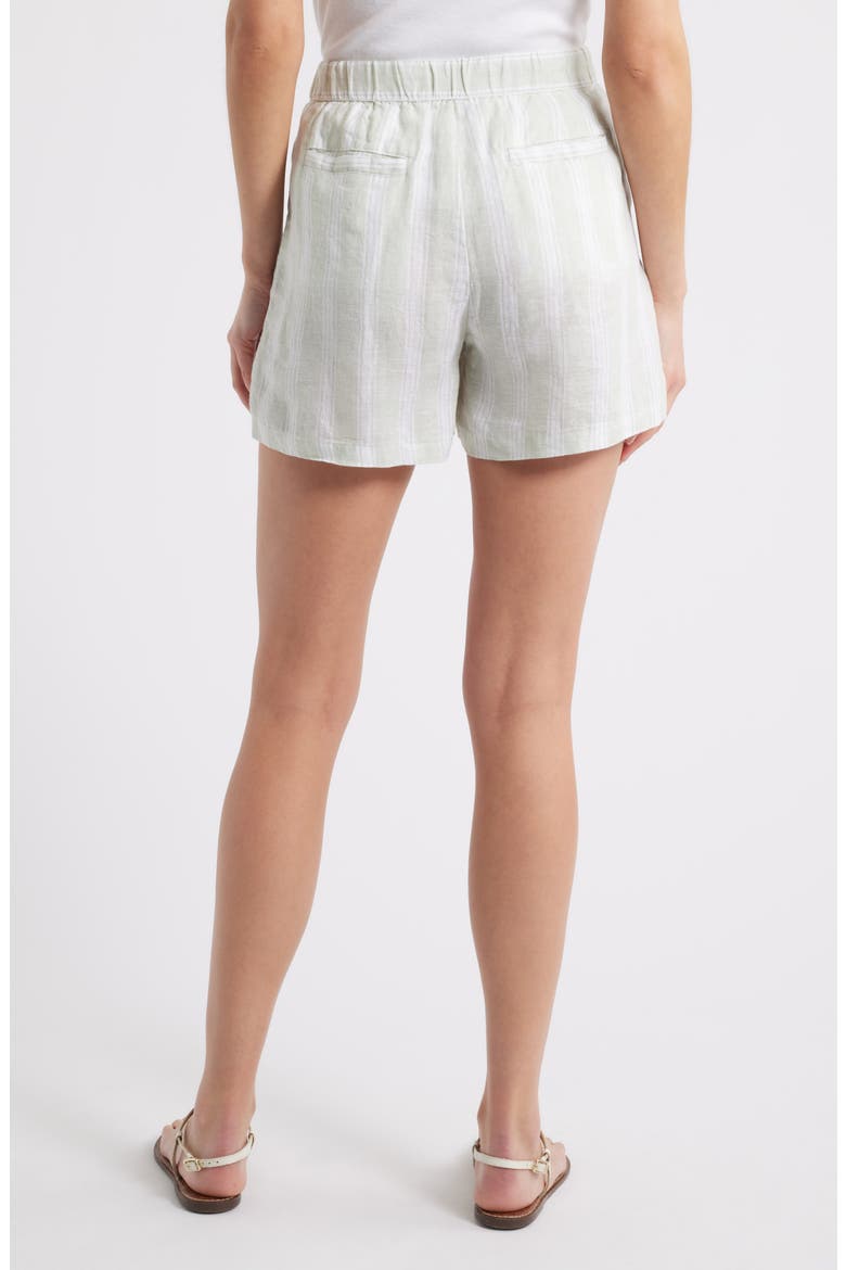 Linen Drawstring Shorts, Alternate, color, GREEN- WHITE TAY STRIPE