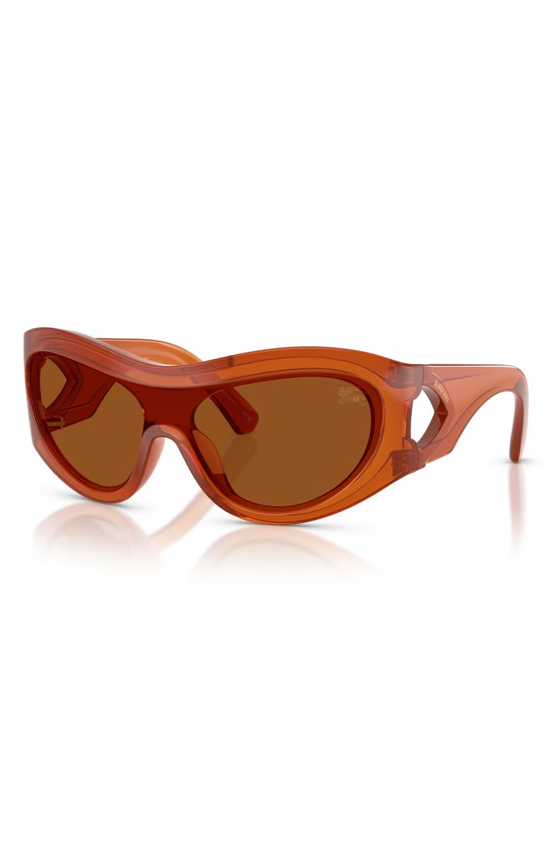 Burberry 138mm Irregular Shield Sunglasses, Alternate, color, Rust/ Dark Brown