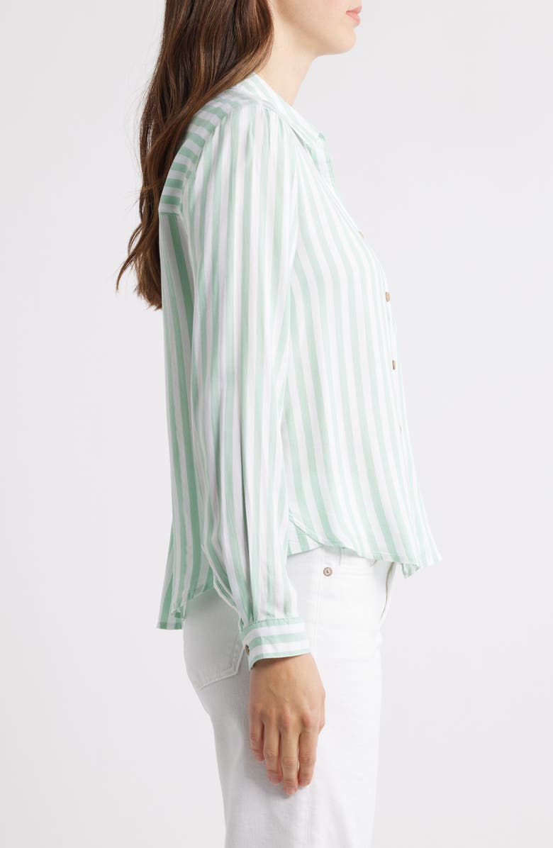 beachlunchlounge Candace Stripe Button-Up Shirt, Alternate, color, Deja Vu
