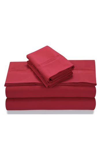 Azores Home 110 Gsm Extra Deep Pocket Sheet Set In Deep Red