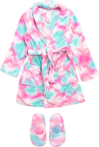 RENE ROFE Kids' Tie Dye Robe & Slippers Set | Nordstromrack