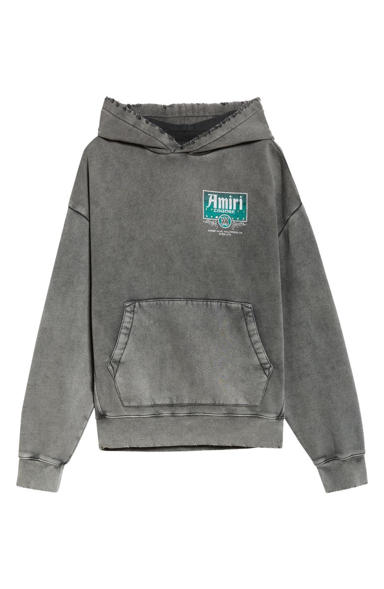 AMIRI Lounge Crystal Embellished Distressed Graphic Hoodie, Alternate, color, Black