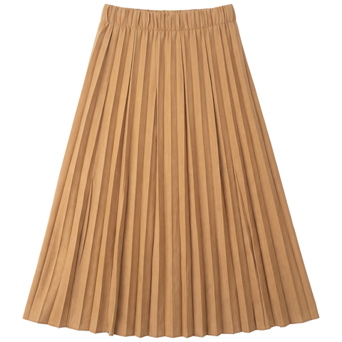 Crinkle Pleated Elastic Waist Midi Skirt
