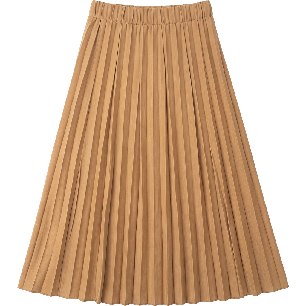 Aspect Crinkle Pleated Elastic Waist Midi Skirt in Cognac at Nordstrom, Size Small