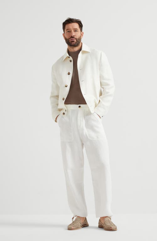 Brunello Cucinelli Gabardine Garment Dyed Trousers In White