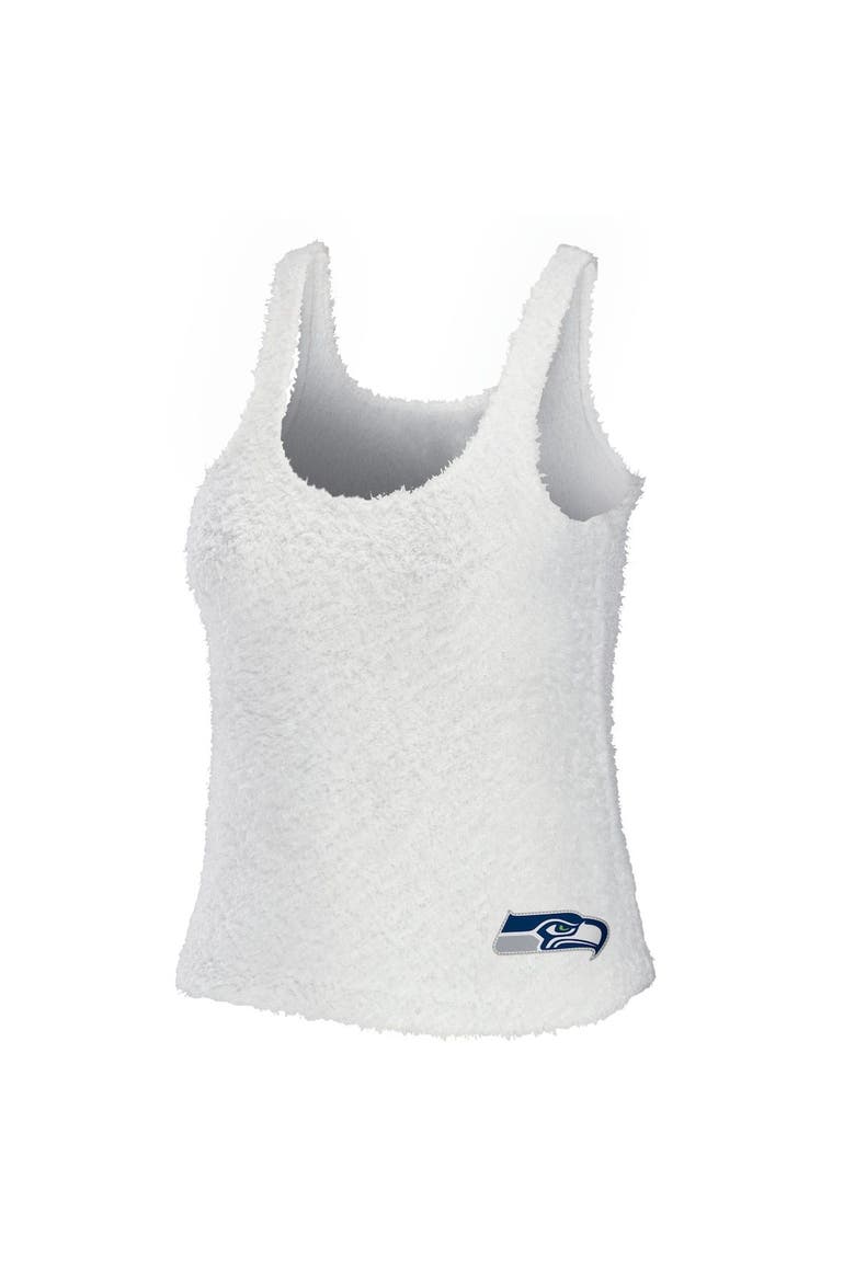 Women's WEAR by Erin Andrews Cream Seattle Seahawks Cozy Scoop Neck Tank Top & Pants Sleep Set, Alternate, color, Cream