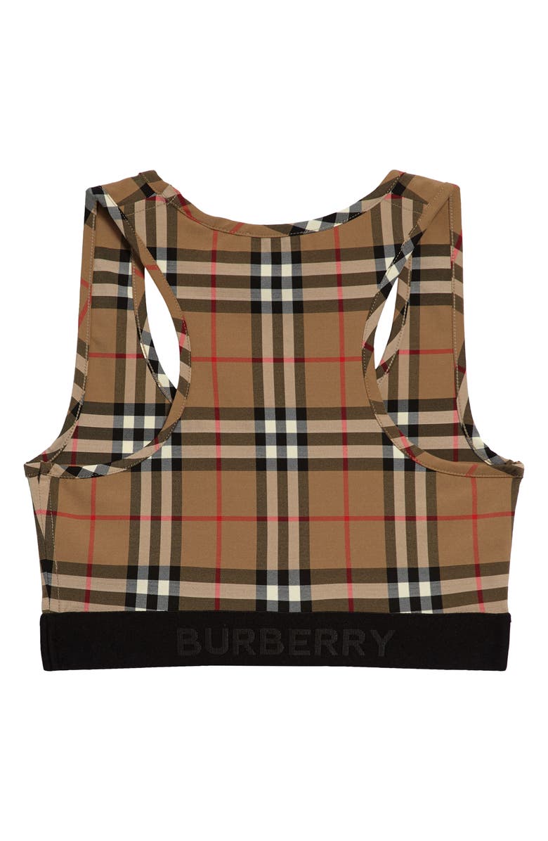 Burberry Dalby Check Sports Bra, Alternate, color, Archive Beige Ip Chk