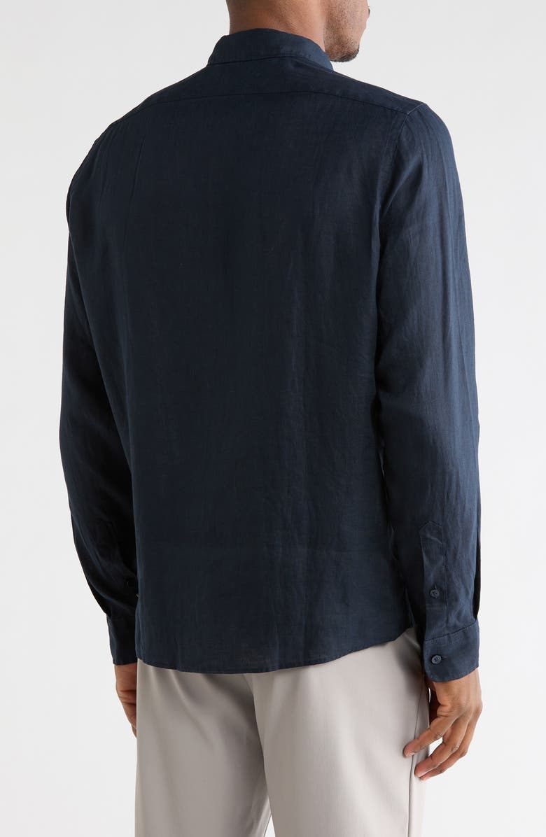 BOSS Liam Linen Button-Up Shirt, Alternate, color, Dark Blue