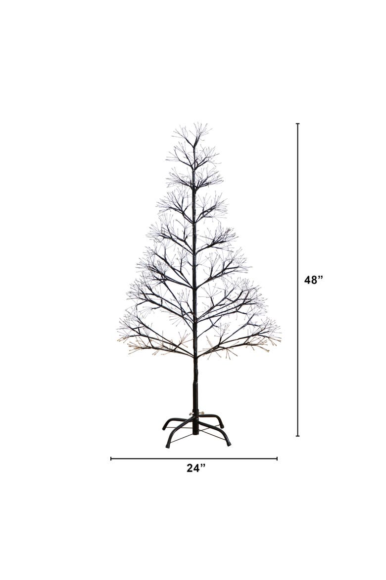 4-ft Pre-Lit Artificial Halloween Black Starburst Tree with 800 Fairy Warm White LED Lights, Alternate, color, Black