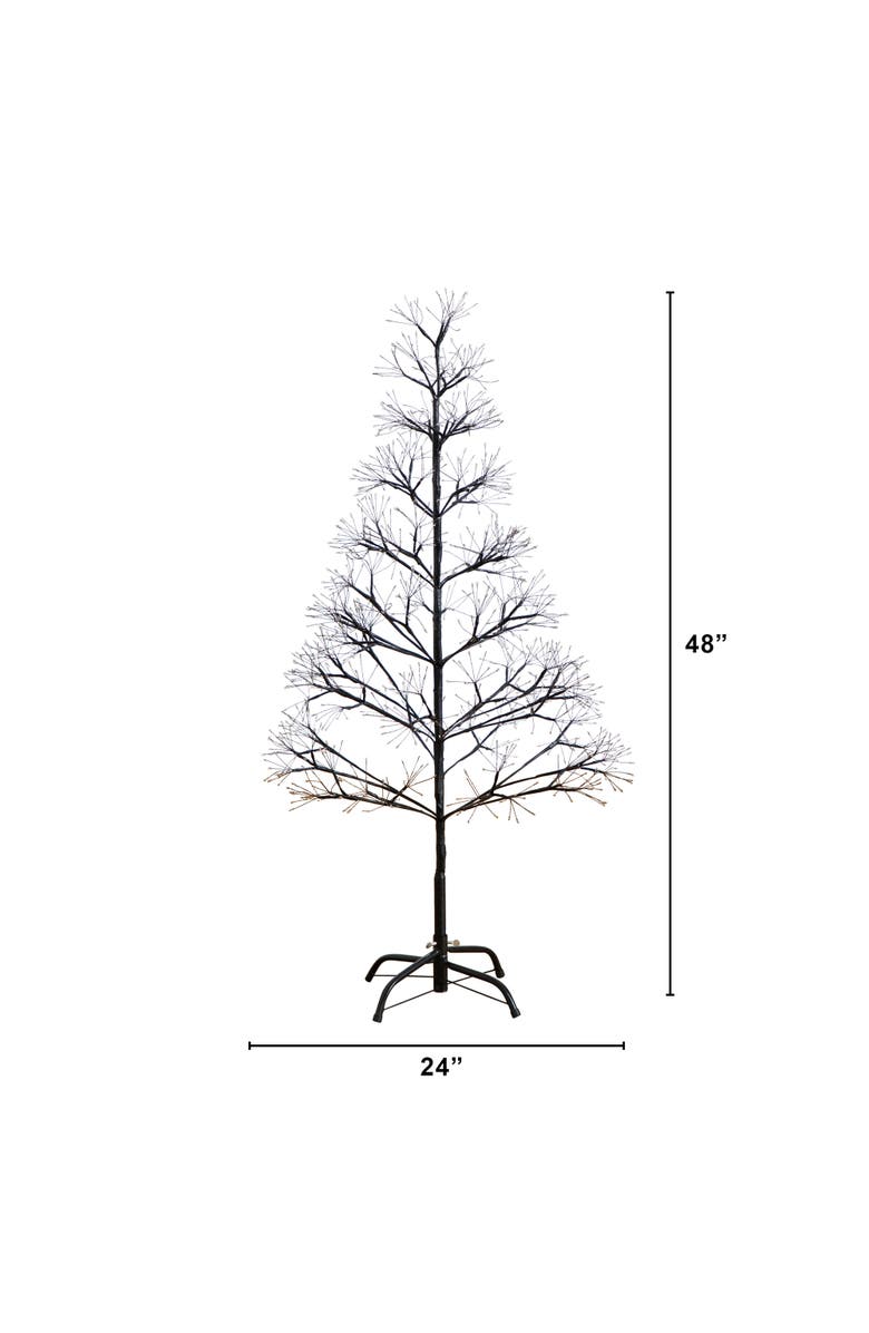 NEARLY NATURAL 4-ft Pre-Lit Artificial Halloween Black Starburst Tree with 800 Fairy Warm White LED Lights, Alternate, color, Black
