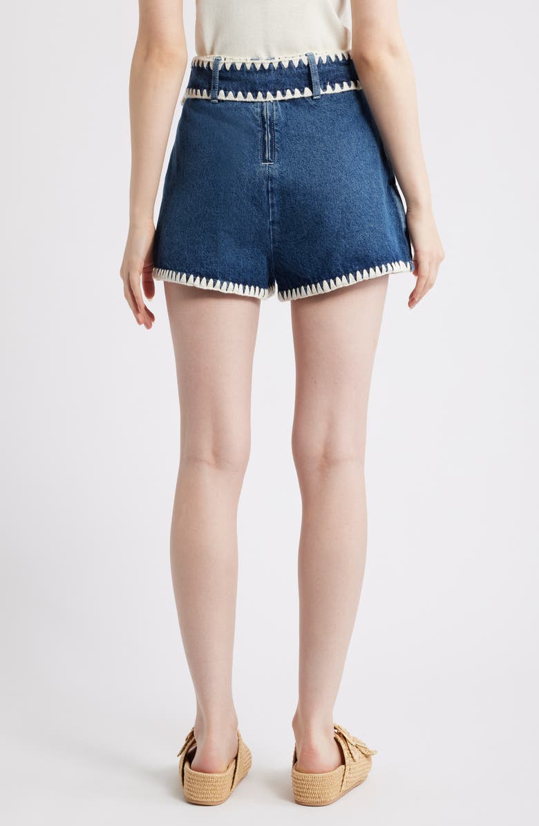 FARM Rio Embroidered Belted Denim Shorts, Alternate, color, Denim