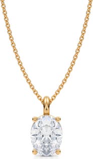 ALLUREZ Oval Solitaire Lab Diamond Pendant Necklace 14K 2.0ct