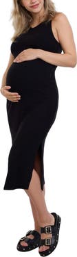 MOTHERHOOD MATERNITY Crew Neck Sleeveless Racerback Maternity Midi Dress