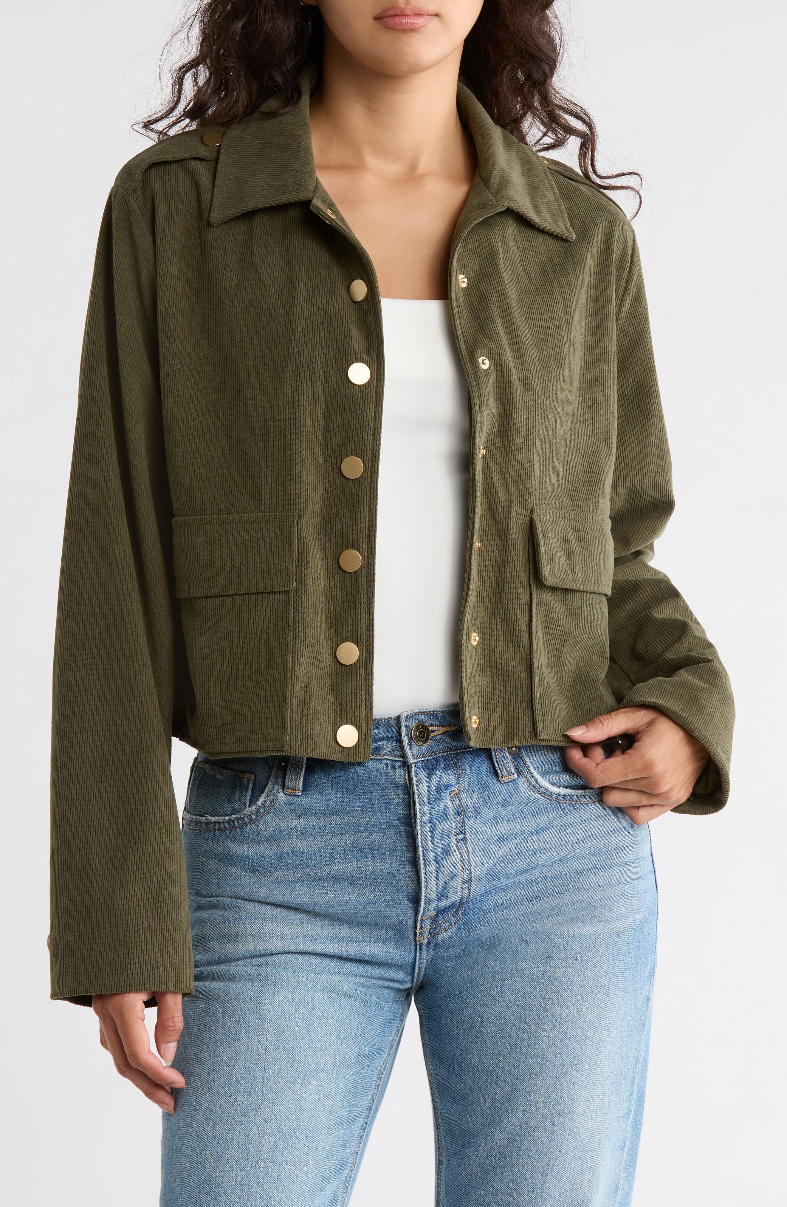 AREA STARS Adra Corduroy Crop Shirt Jacket