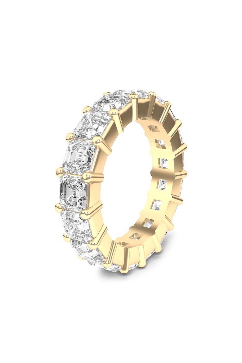 Asscher Cut Lab Created Diamond Eternity Band Ring, Alternate, color, YELLOW GOLD
