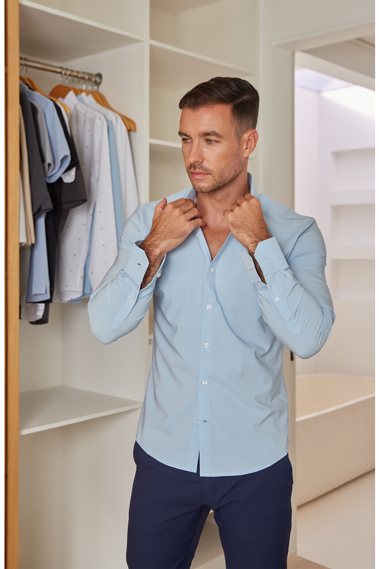 Venture Tech Dress Shirt - Trim Fit, Alternate, color, Light Blue