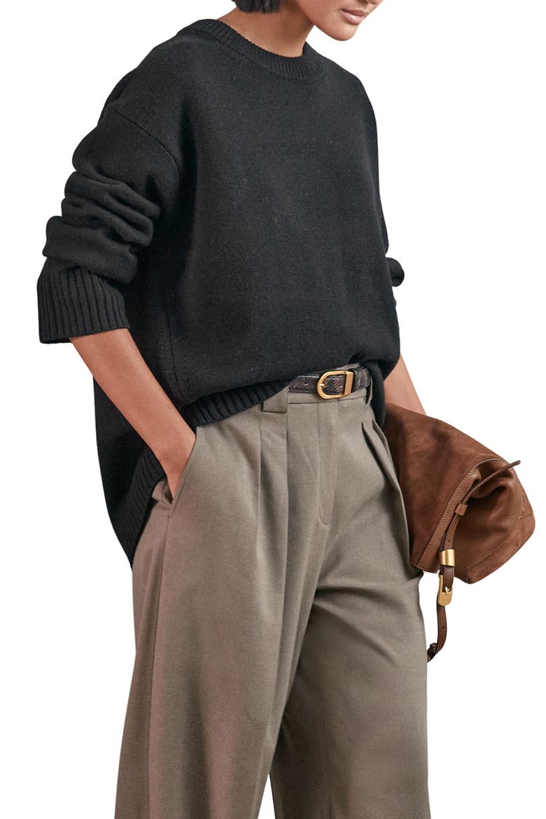 Ella Wool & Cashmere Sweater, Alternate, color, BLACK