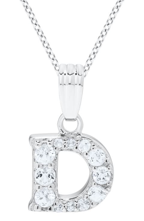 White Topaz Pavé Initial Pendant Necklace (Baby)