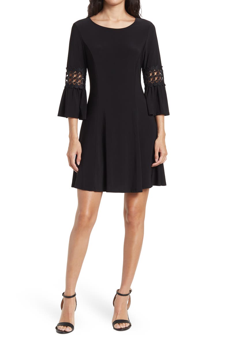 TASH AND SOPHIE Embroidered Bell Sleeve Dress, Main, color,