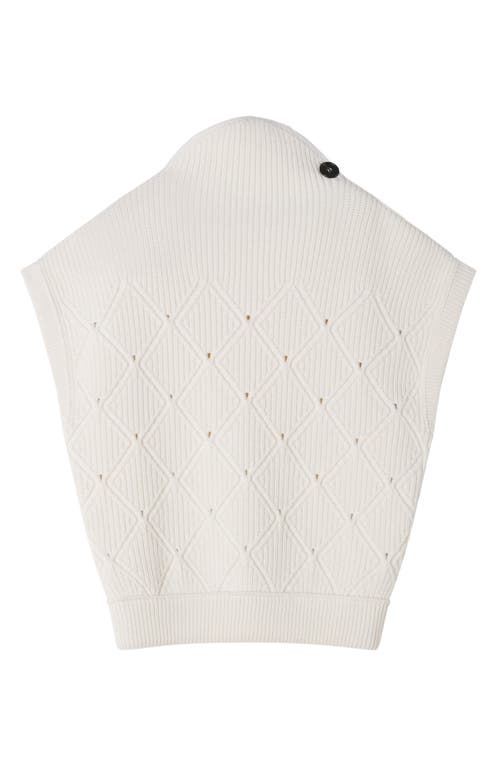 Lanvin Diamond Detail Sleeveless Wool Sweater In White