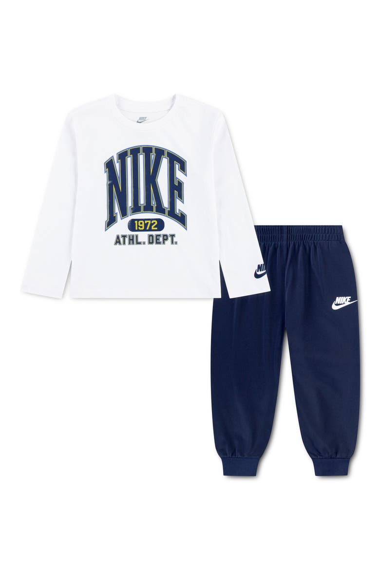 Kids' Varsity Long Sleeve Tee & Joggers Set, Main, color, MIDNIGHT NAVY