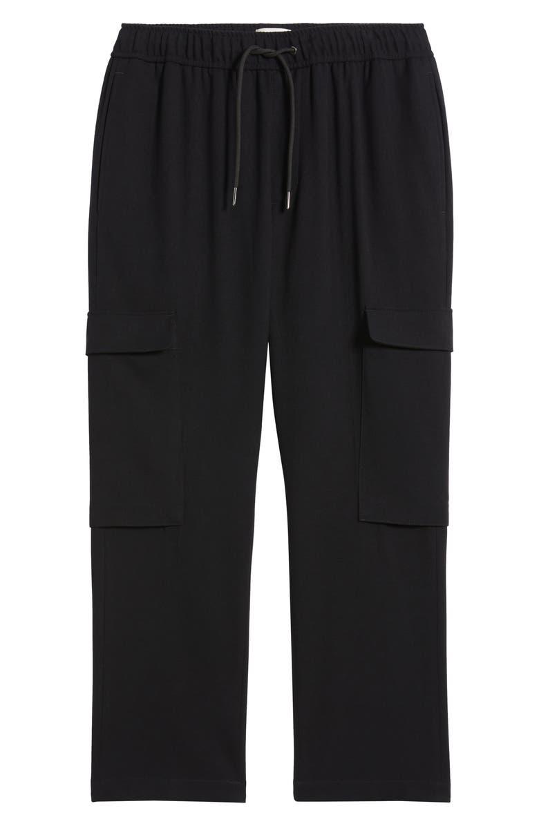 Open Edit Elastic Waist Straight Leg Cargo Pants, Alternate, color, Black