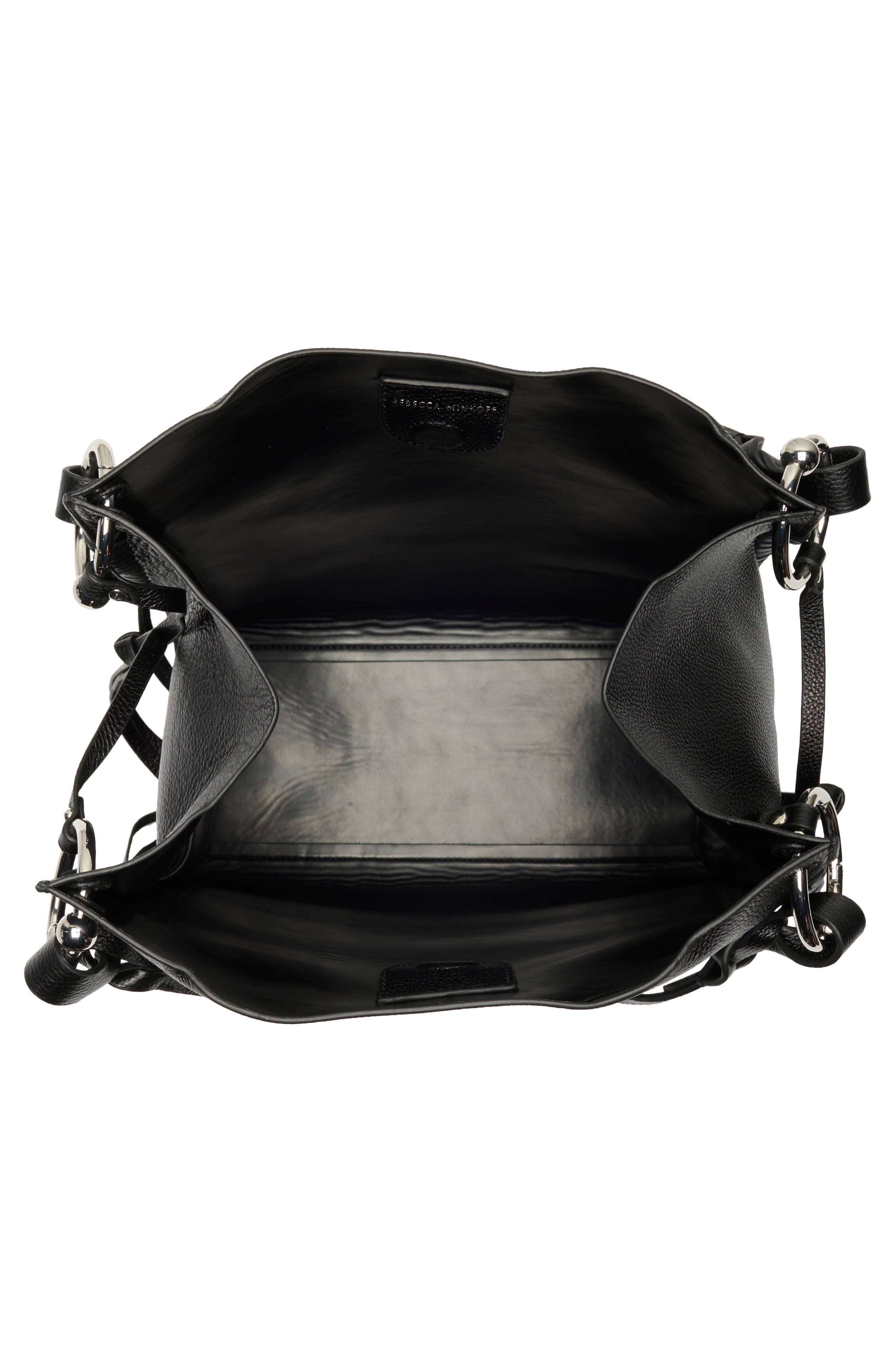 Rebecca Minkoff Boheme Pebbled Leather Bucket Bag, Alternate, color, Black