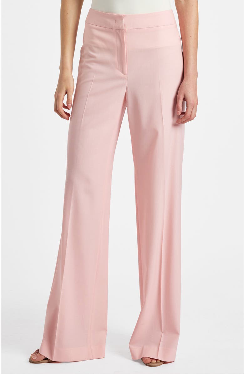 Santorelli Camila Wide Leg Pants in Tropical Wool Stretch, Main, color, Candy Pink