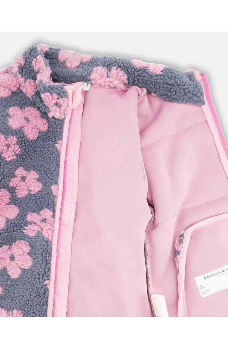 Deux par Deux Fleece Long Sleeve Flowers Jacket, Alternate, color, Pink Flowers