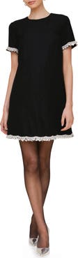 Avec Les Filles Scalloped Faux Pearl Trim Minidress