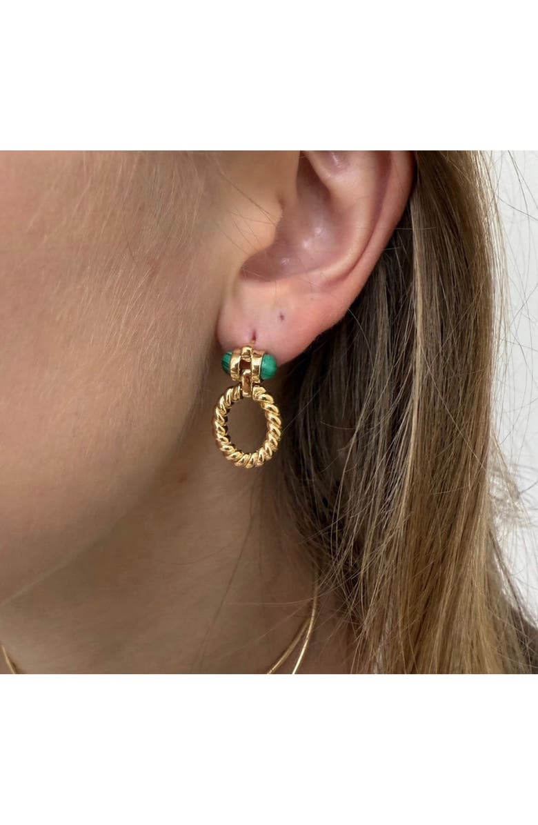 Jennifer Zeuner Davis Malachite Hoop Drop Earrings, Alternate, color, 
