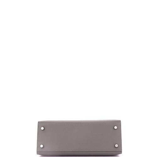 Pre-owned Hermes  Hermes Kelly Handbag Grey Epsom With Palladium Hardware 25 In Gray