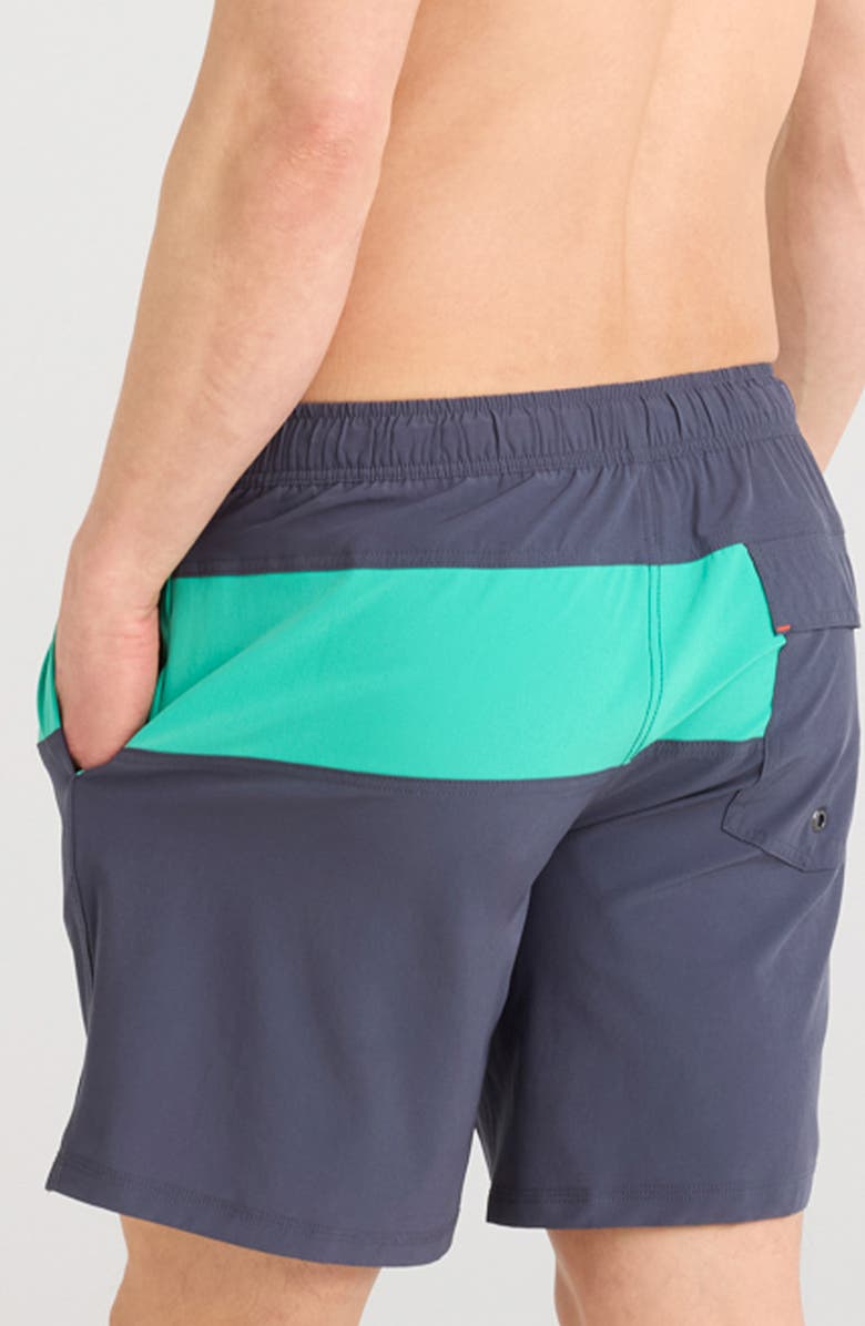 SAXX Oh Buoy 2N1 5-Inch Volley Swim Trunks, Alternate, color, India Ink/ Peacock