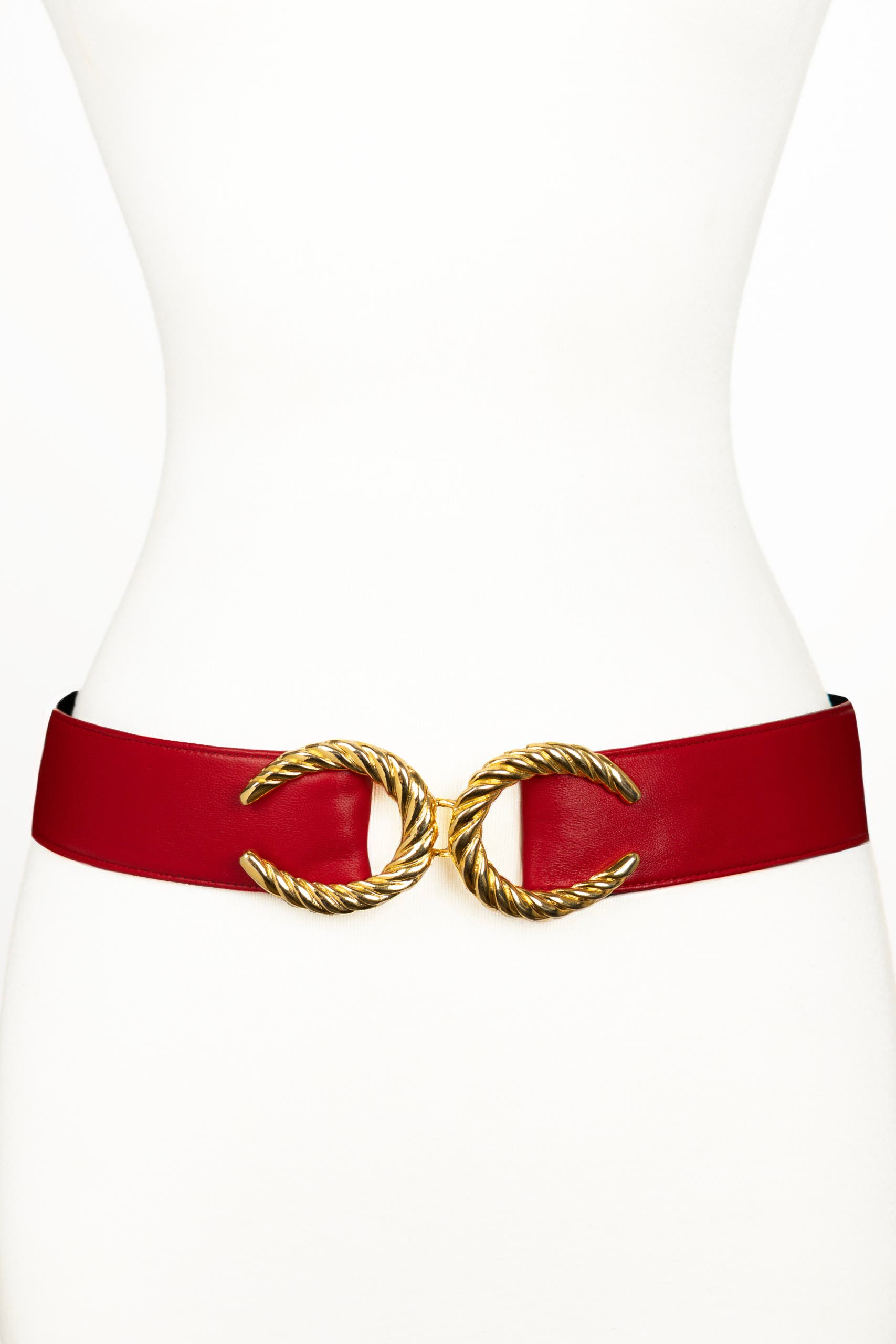 Raina Belts Cc Buckle Leather Belt In Red
