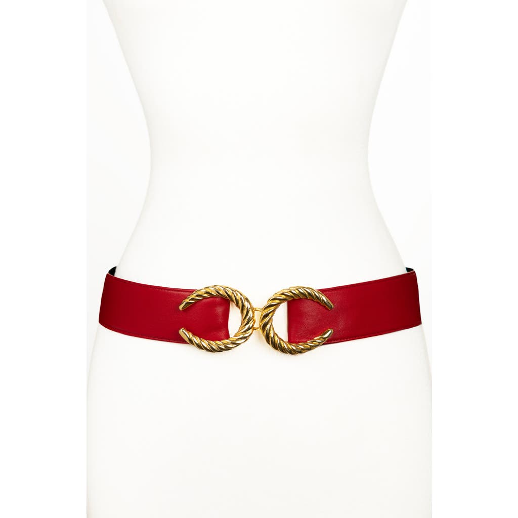 Raina Belts Cc Buckle Leather Belt In Red